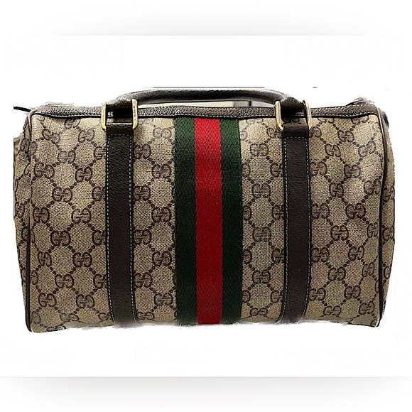 Gucci Sherryline PVC Monogram Authentic &Vintage Brown Boston/Speedy Bag Size 28 - Picture 2 of 16